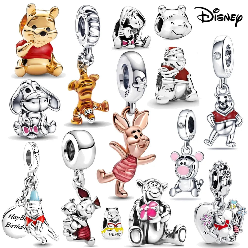 Aoger Disney-abalorio de oso Winnie The Pooh de Plata de Ley 925, compatible con pulsera Pandora Original para mujer, fabricación de joyas, regalo