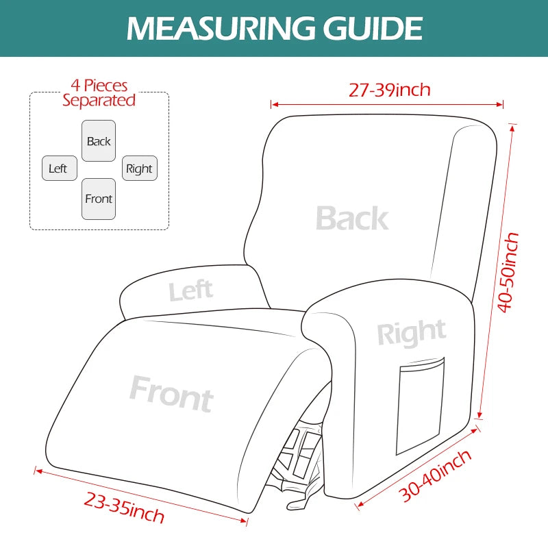 Funda de sofá reclinable impermeable para sala de estar, funda elástica para silla reclinable, protección para sillón Relax, 4 piezas