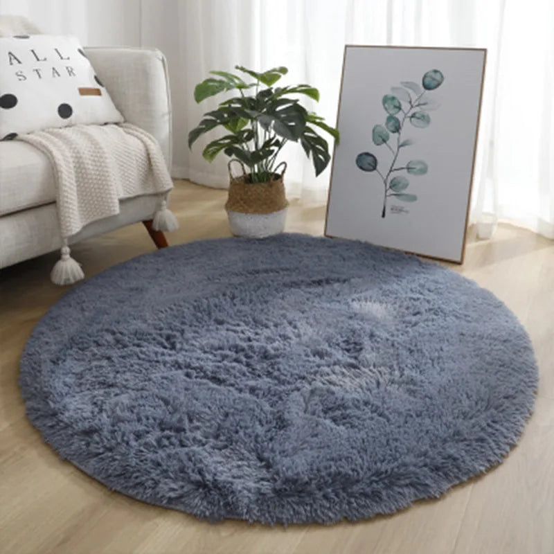 Alfombra redonda de felpa, alfombras blancas esponjosas para sala de estar, decoración suave para el hogar, dormitorio, habitación de niños, salón, alfombra de pelo grueso