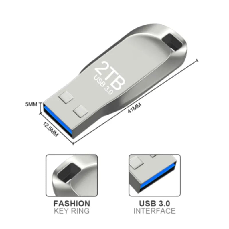 Pendrive USB 3,0 de Metal, unidades Flash USB de 2TB, Pendrive de alta velocidad de 1TB, disco Flash USB resistente al agua, nuevo adaptador de TYPE-C actualizado de 512G