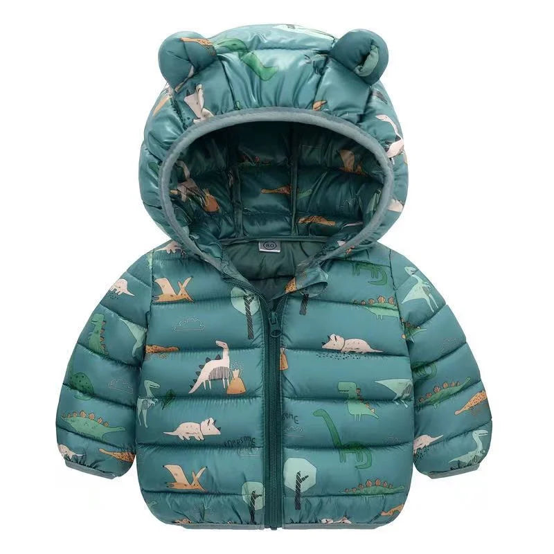 Ropa de invierno para bebés de 1 a 5 años, chaquetas de algodón para niños, abrigos con capucha de dibujos animados, prendas de vestir exteriores para niños, ropa para niños pequeños