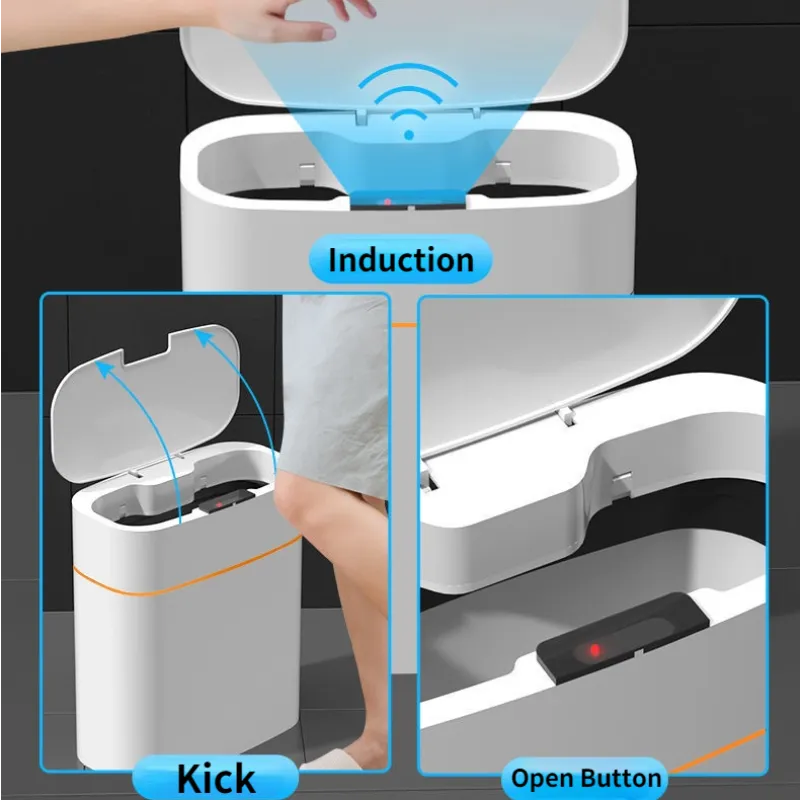 Caja de almacenamiento de cocina, cubo de basura inteligente de inducción, caja de coche pequeña, cubo de basura inteligente automático, superventas