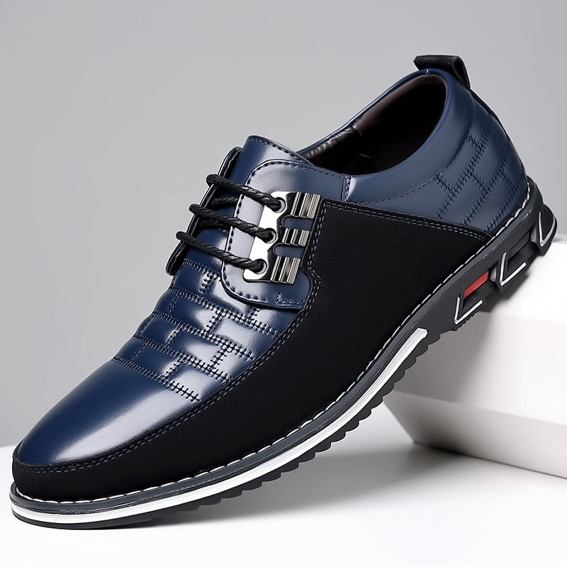 Zapatillas de deporte para hombre, mocasines informales con cordones clásicos de marca a la moda, zapatos de cuero Pu, zapatos de negocios transpirables negros, 2023